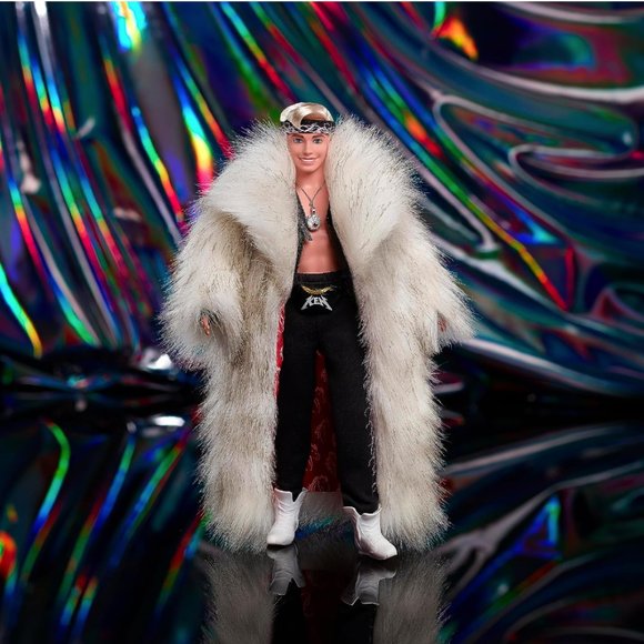 NIB! Ken Doll in Faux Fur Coat - Picture 2 of 7